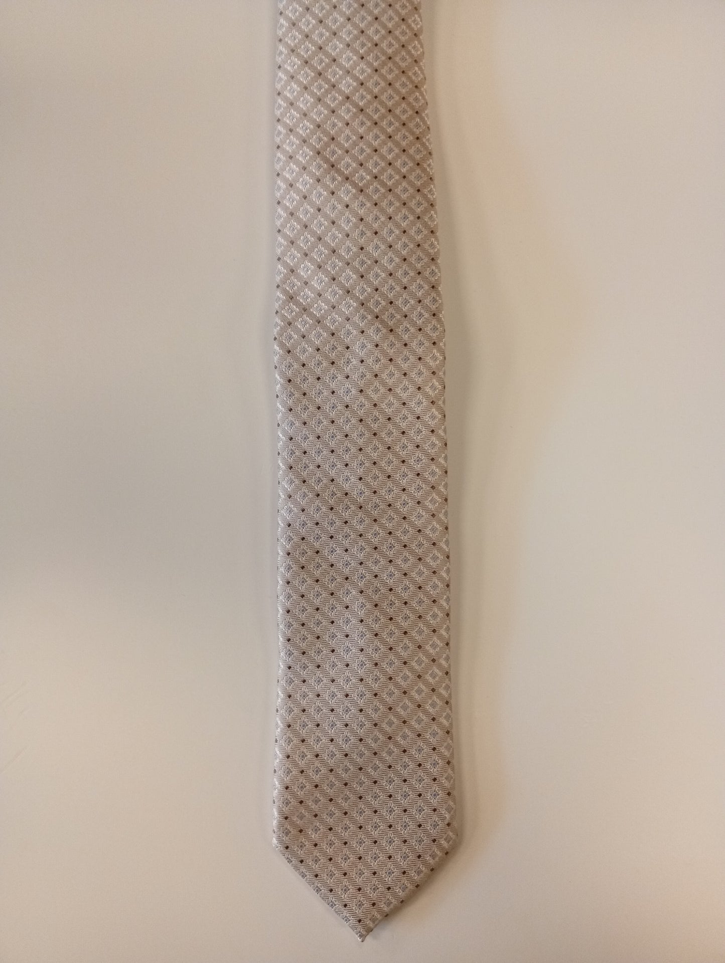 Italiaanse zijden stropdas – beige met patroon – elegante, luxe uitstraling – Pal Zileri