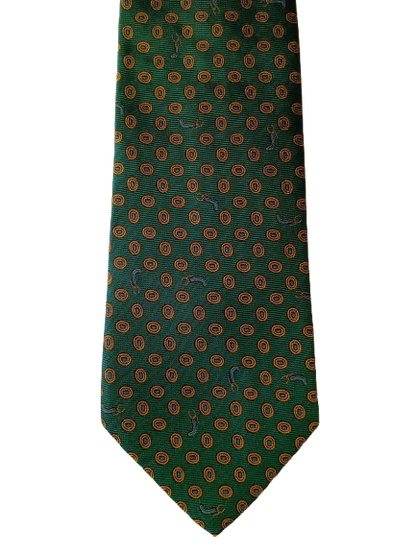 Vintage tie – green with pattern – classic retro style – Pylorid