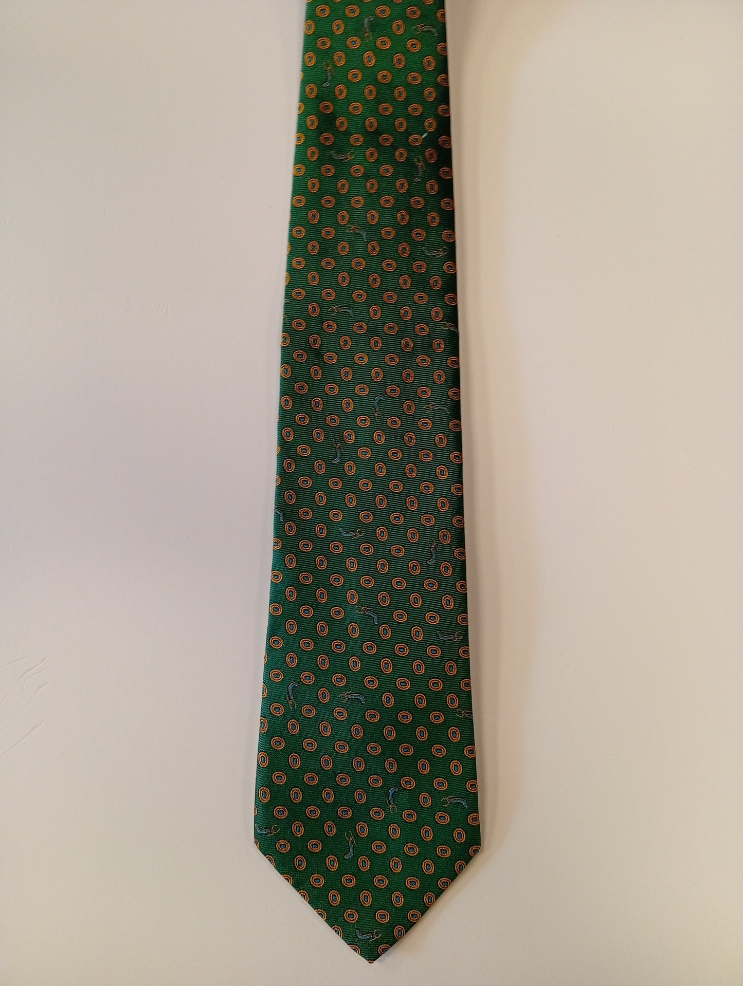 Vintage tie – green with pattern – classic retro style – Pylorid