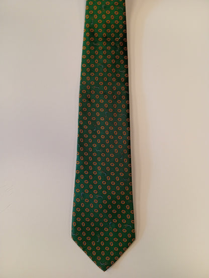 Vintage tie – green with pattern – classic retro style – Pylorid