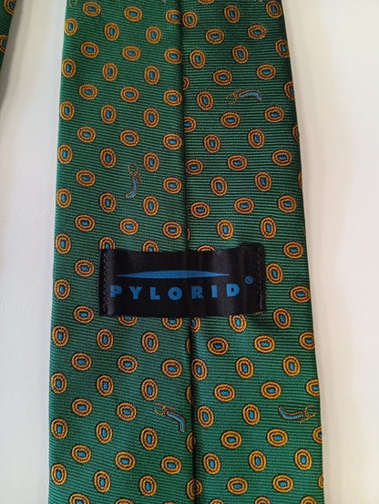 Vintage tie – green with pattern – classic retro style – Pylorid