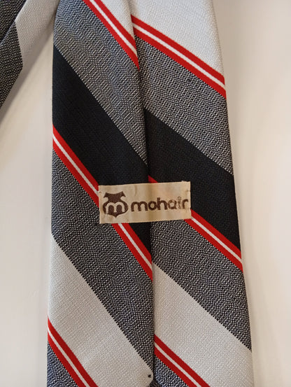 Vintage-Krawatte – schwarz mit Streifen – extra breit – deutlicher Retro-Stil – Mohair
