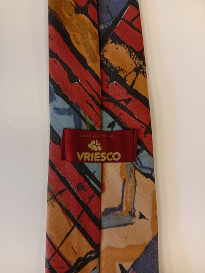 Vintage tie – check with color accent – classic retro look – Vriesco