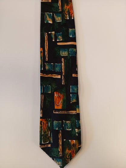 Vintage tie – dark with pattern – characterful retro look – Maurice Rousseau