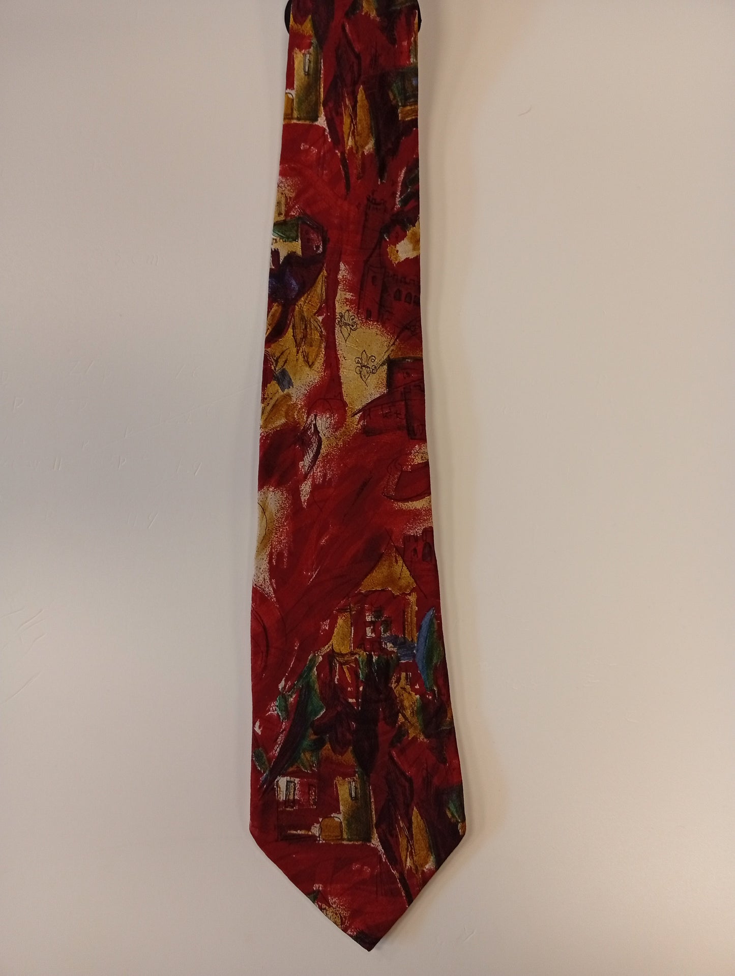 Vintage tie – red with print – striking retro style – Angelo Litrico