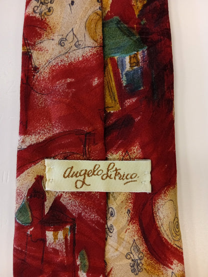 Vintage tie – red with print – striking retro style – Angelo Litrico