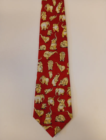 Vintage E.Graziano stropdas. Olifanten print. Polyester