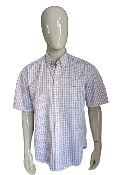 Lacoste shirt short sleeve. Red white checkered. Size 5 / L> XL.