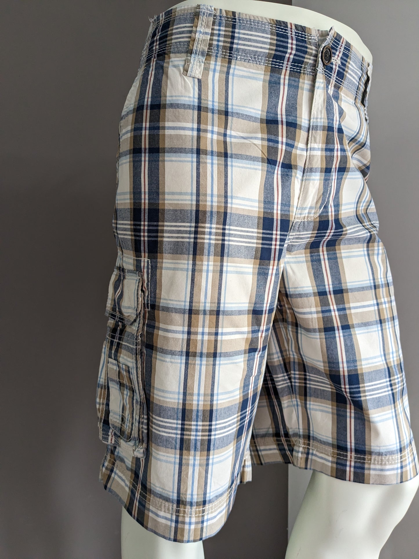 Westbury Shorts mit Taschen. Brauner beige blau überprüft. Größe 58 / xl.