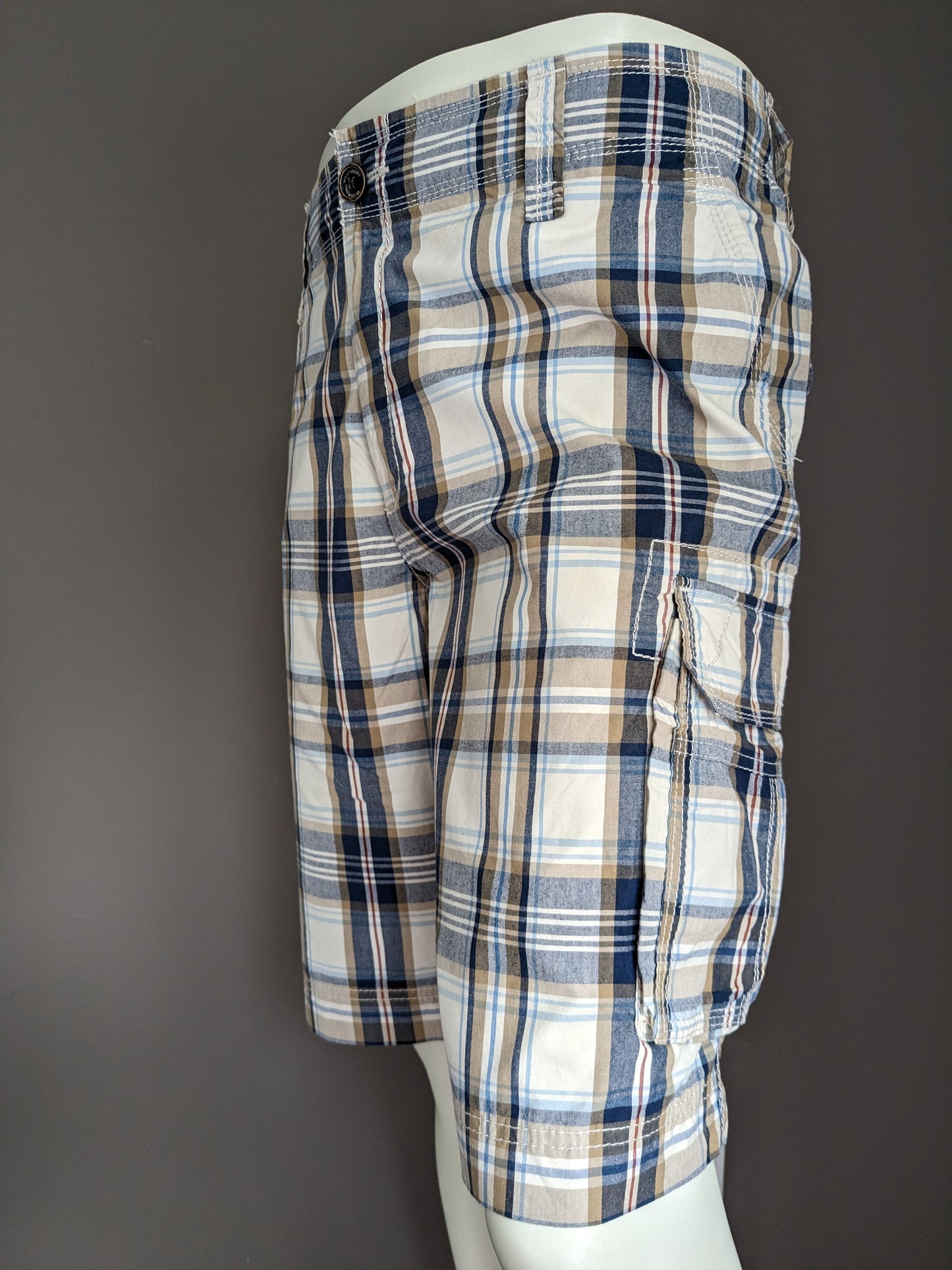 Westbury shorts with bags. Brown beige blue checked. Size 58 / XL.