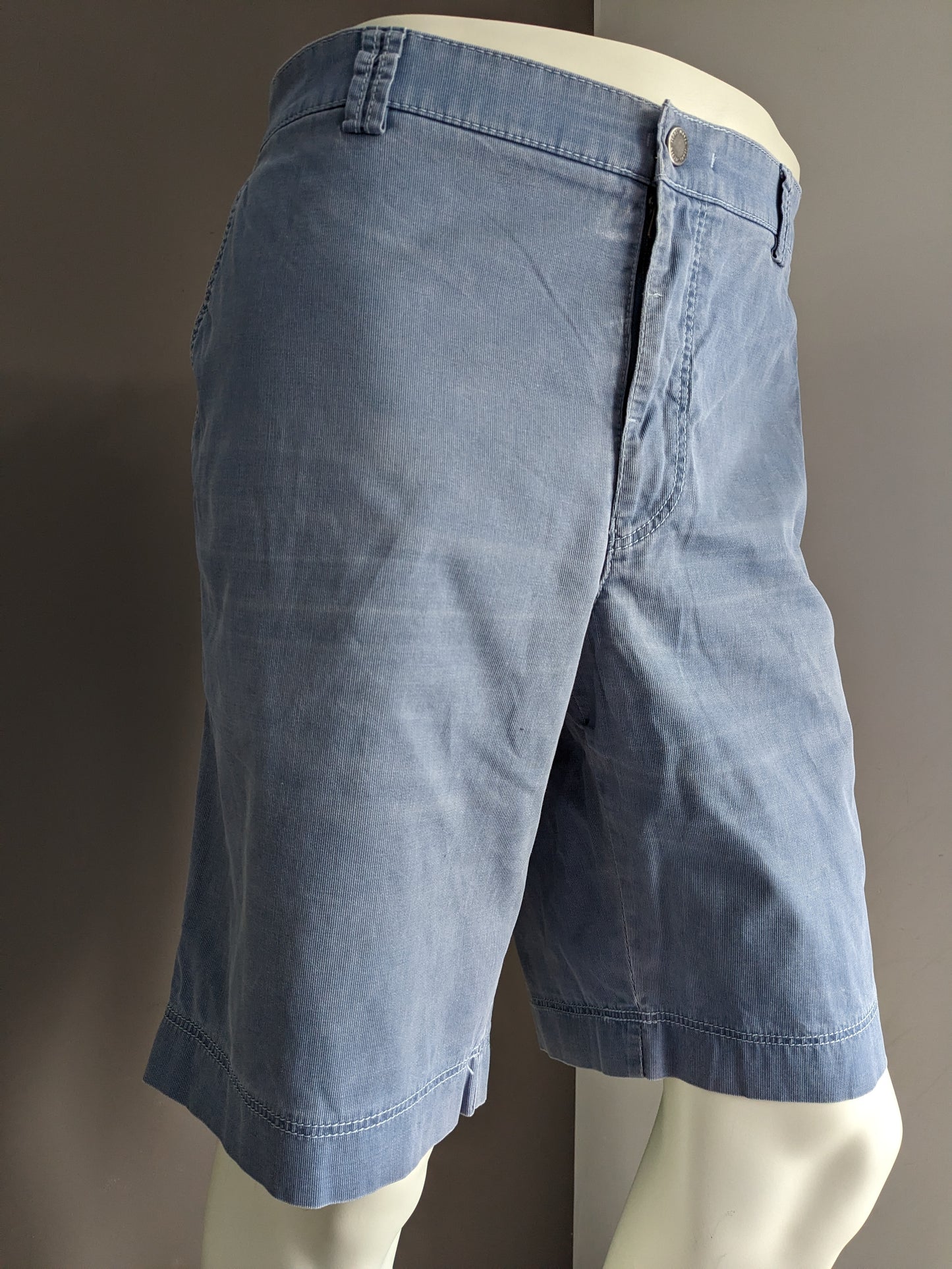 Pantalones cortos de meyer. Motivo de rayas azules. Tamaño 29 (58 / xl)