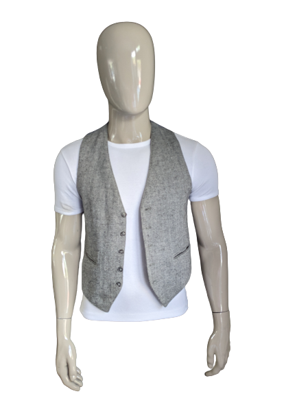 Woolen waistcoat. Gray herringbone motif. Size S. #316