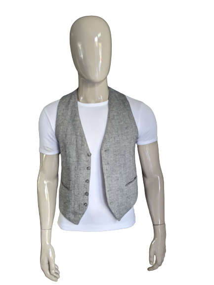 Chaleco de lana. Motivo de espiga gris. Talla S. #316