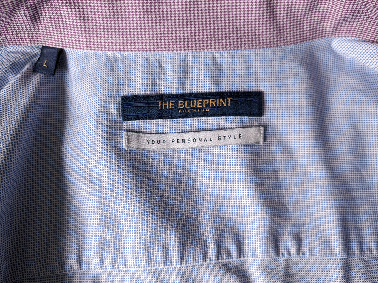 The Blueprint overhemd. Blauw Wit motief. Maat L.