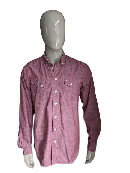 Human Nature-Shirt. Rotes Mischmotiv. Größe L.