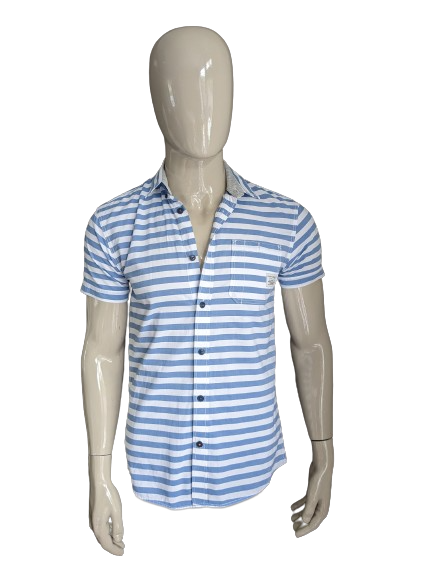 Jack & Jones Core Shirt Short Sleeve. Blanc bleu rayé. Taille S.