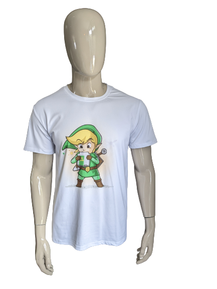 Camicia Zelda. Bianco con stampa. Taglia L.