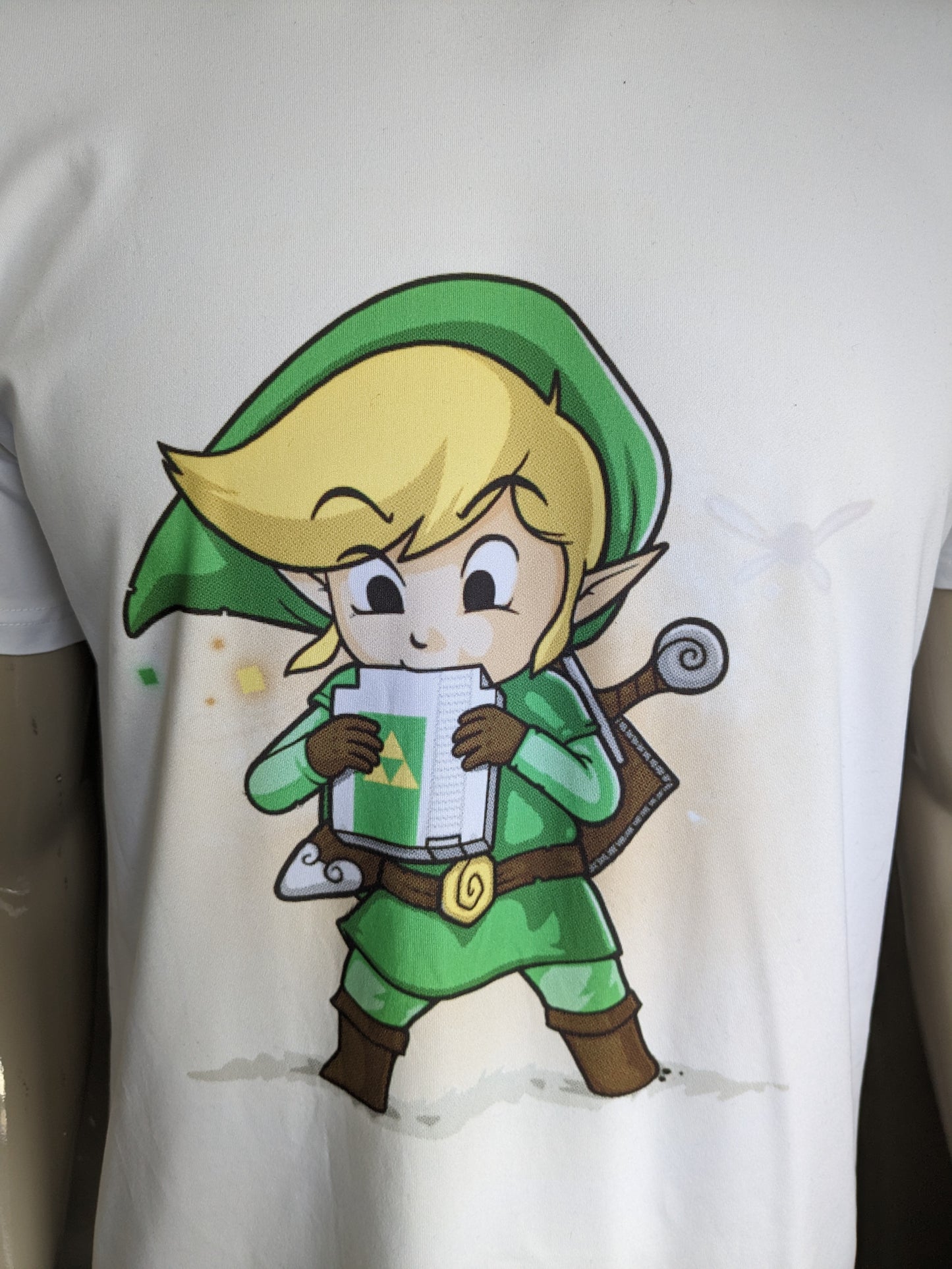 Zelda -Hemd. Weiß mit Druck. Größe L.