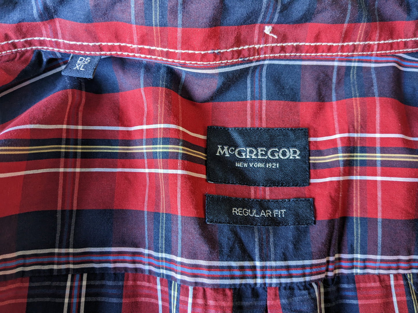 McGregor overhemd. Rood Blauw Geel geruit. Maat XL. Regular Fit.
