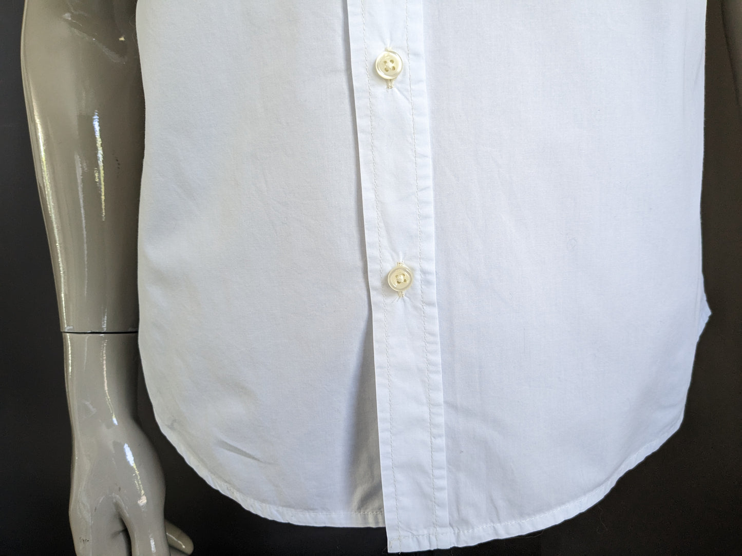 Scotch & Soda Shirt short sleeve. White with print. Size L.