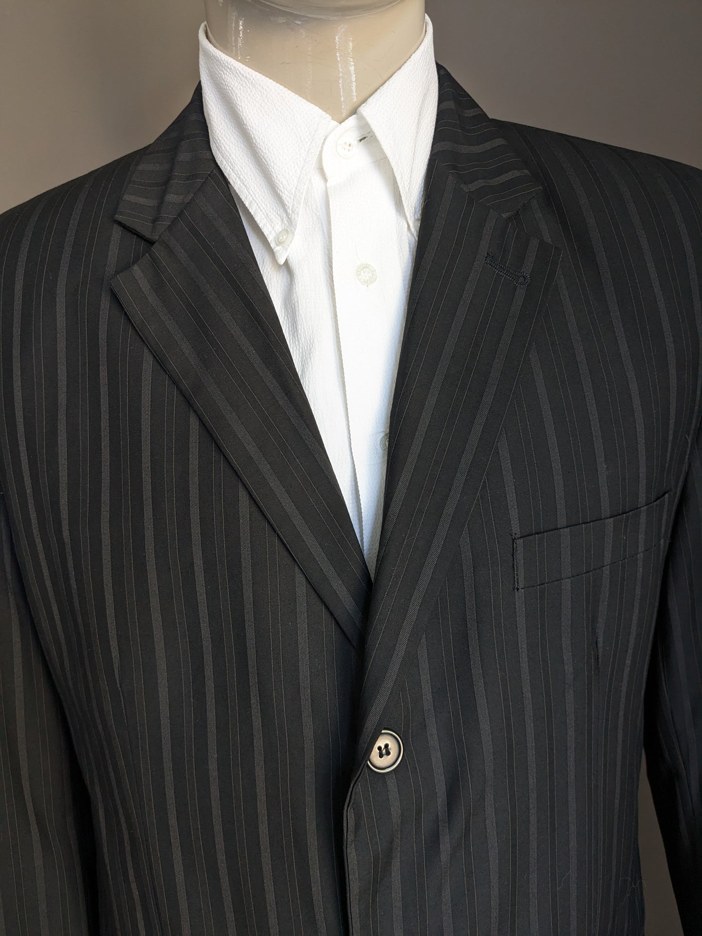 Vintage Jacke. Schwarz grau gestreift. Größe 58 / xl.