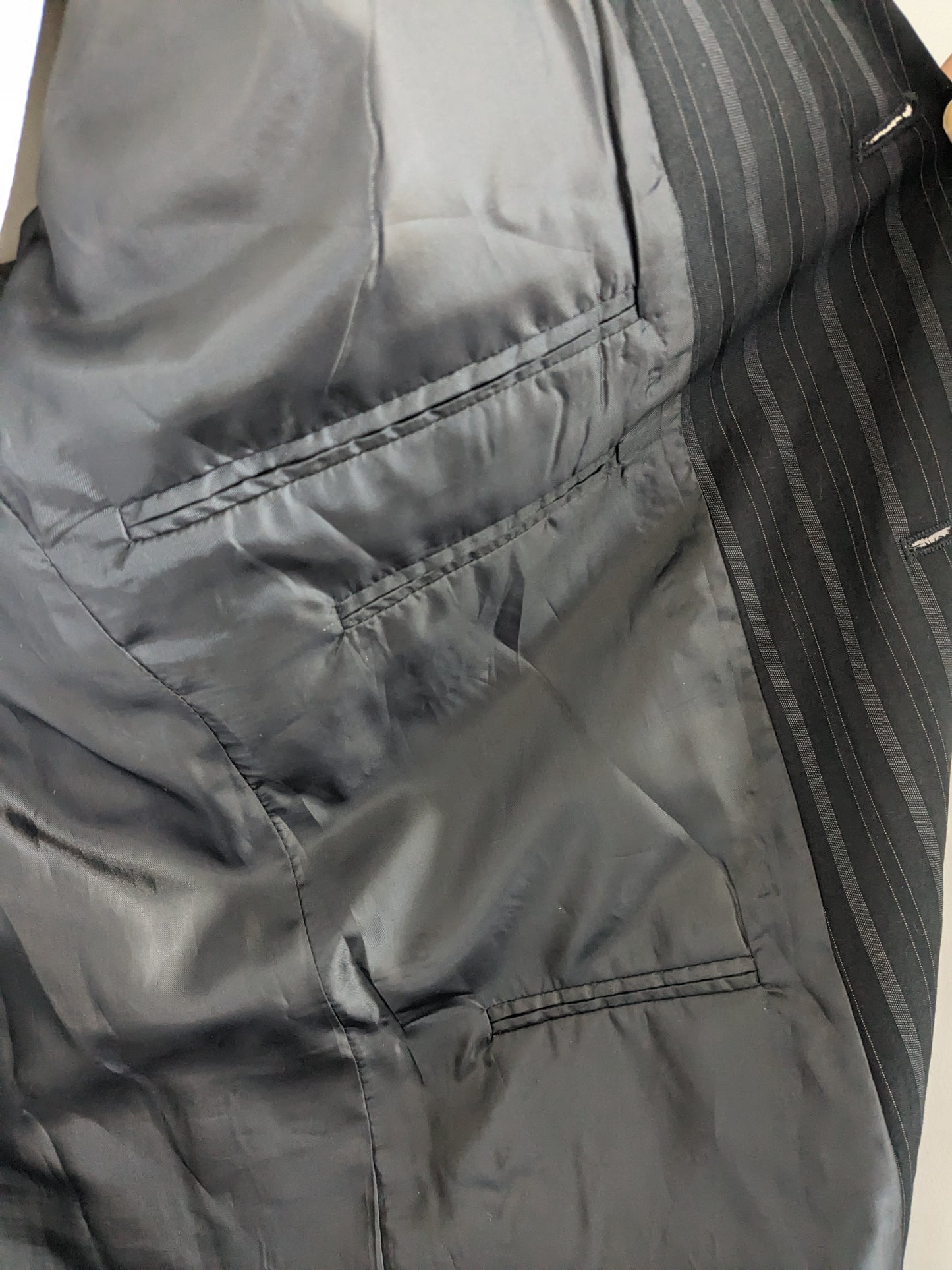Vintage jacket. Black gray striped. Size 58 / XL.