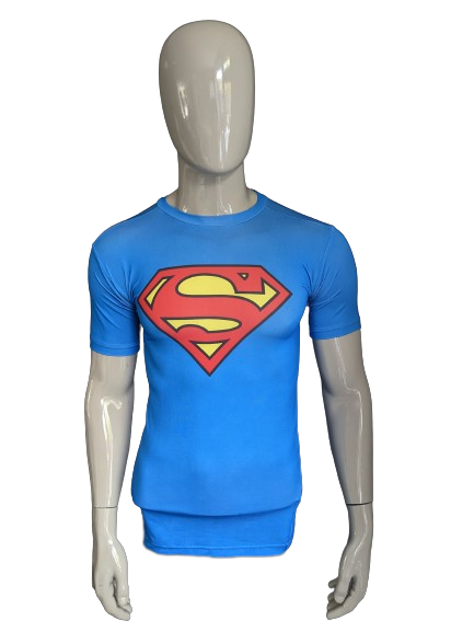 Superman shirt. Blue red yellow colored. Size S. Stretch.