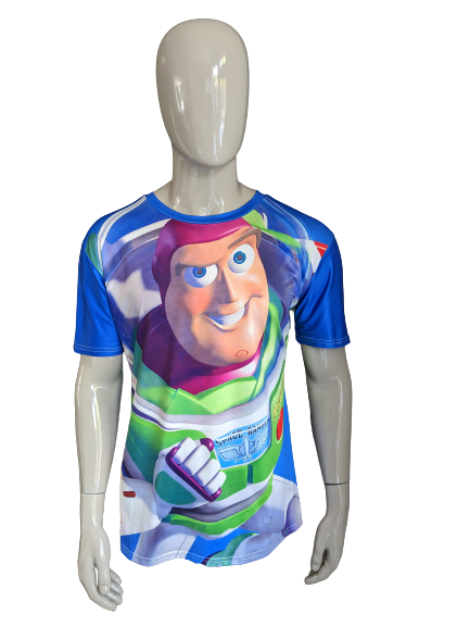 Toy Story Buzz Lightyear shirt. Gekleurde print. Maat L. stretch.