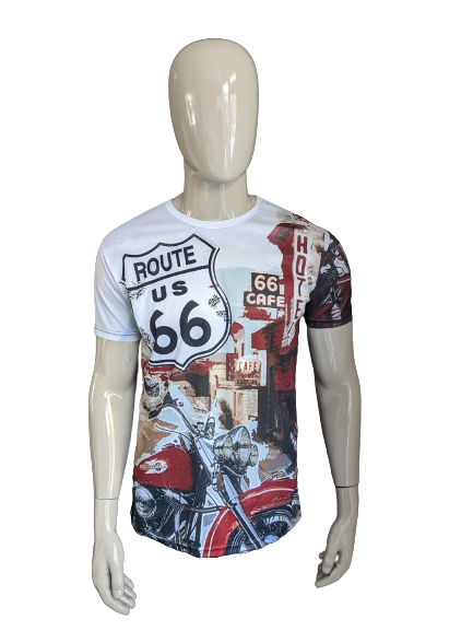 Route 66 shirt. White red black colored. Size M.