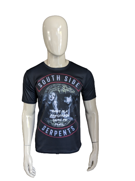 South Side Serpents shirt. Zwart met opdruk. Maat M. stretch