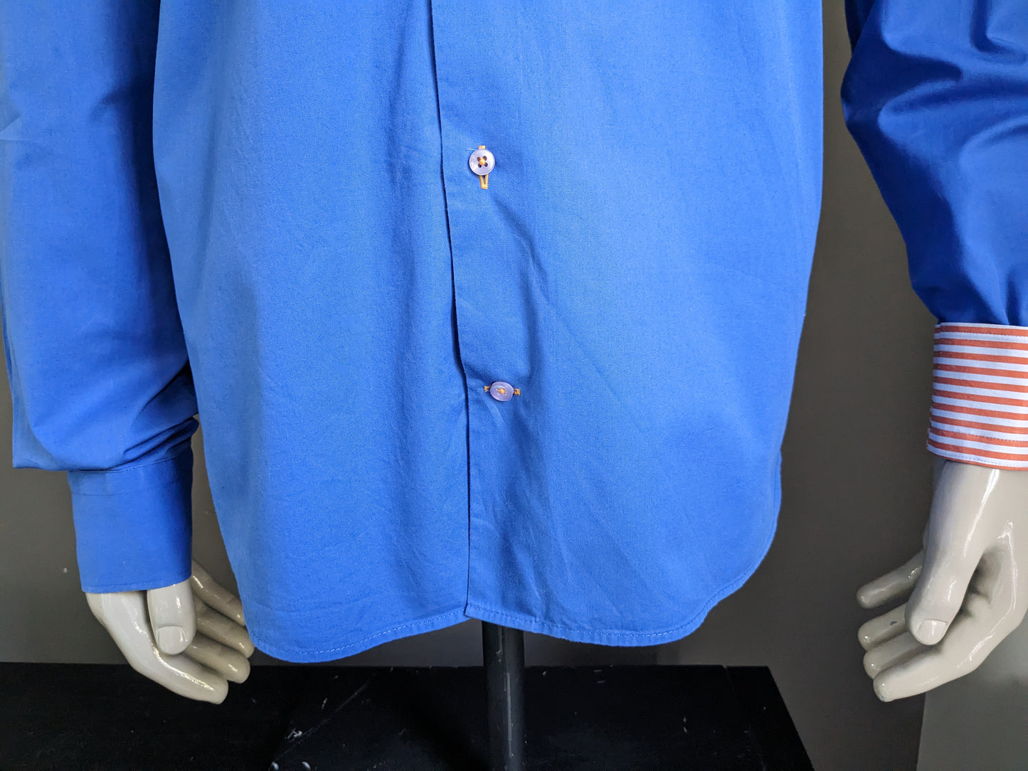 WAM Denim -Hemd mit Doppelkragen. Blau orangefarben. Größe xl.