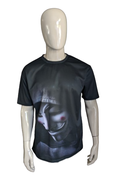 V pour la chemise Vendetta. Noir avec imprimé. Taille xl.