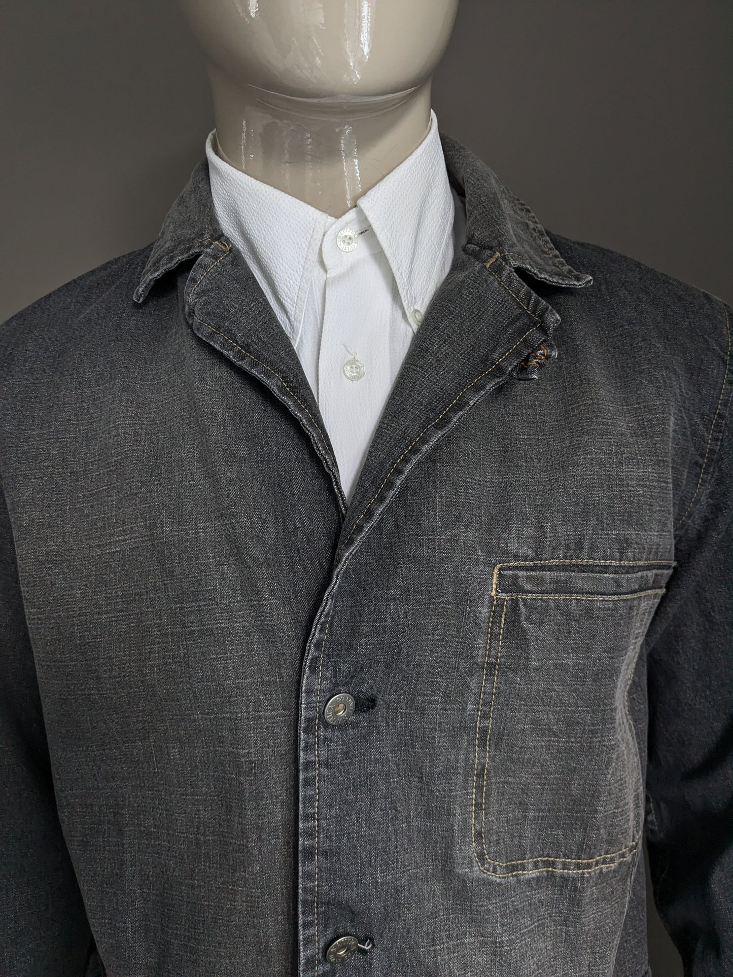 Nautica jeans half -length jens fabric jacket/ jacket. Gray black colored. Size M.