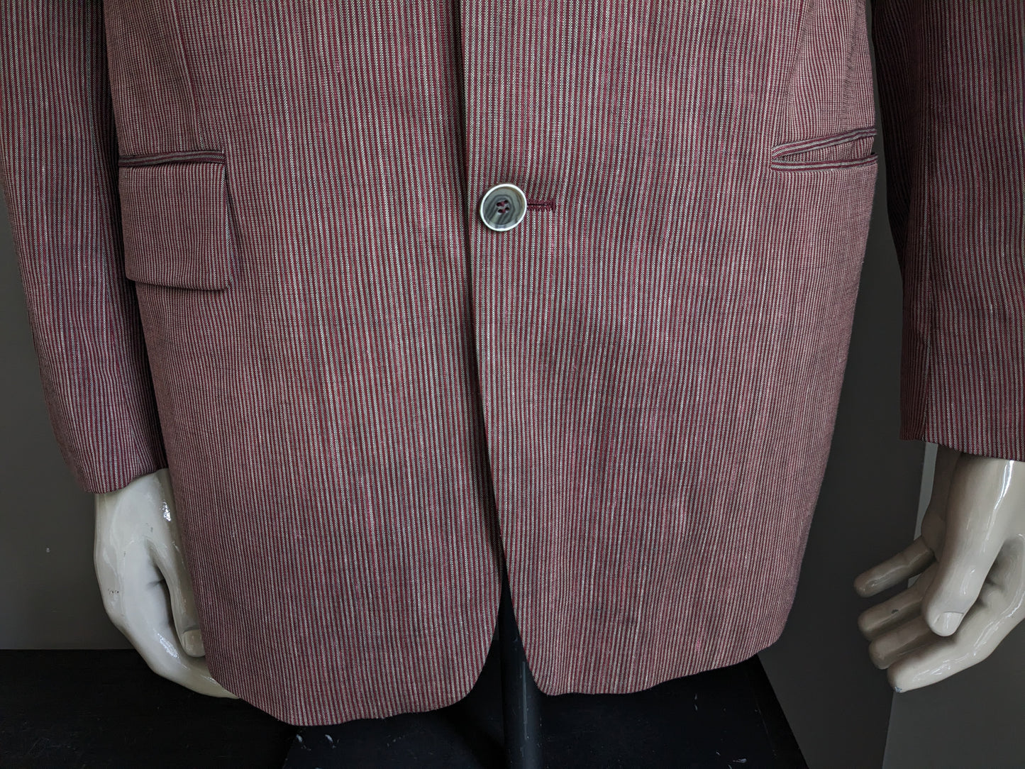 Bogart wool linen silk jacket. Gray red striped. Size 52 / L.