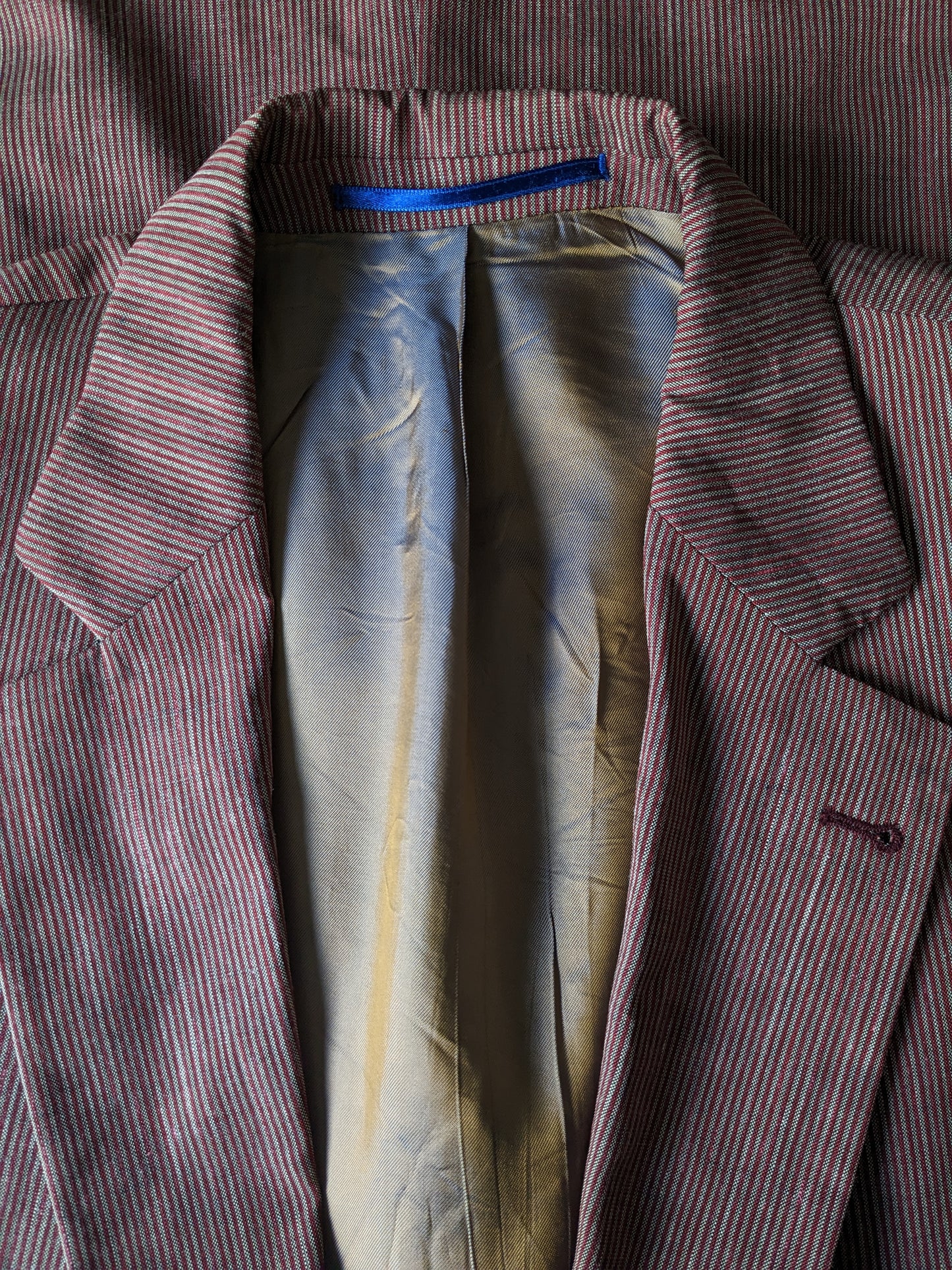 Giacca di seta in lino di lana bogart. Strisce rossa grigia. Dimensione 52 / L.