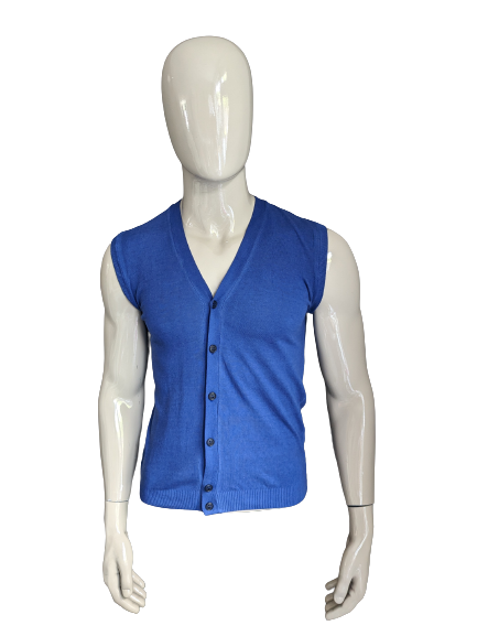Weste aus Baumwolle von Wool & Co. Blau gefärbt. Größe S.