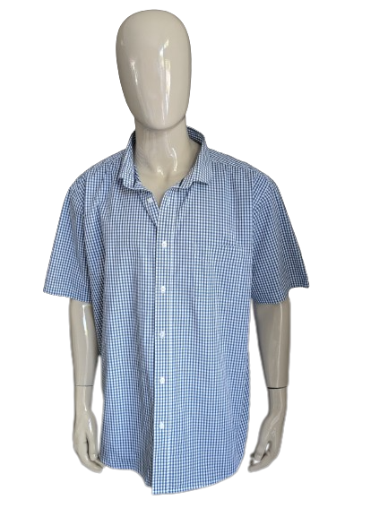 Coton Traders Shirt Short Sleeve. Blue blanc à carreaux. Taille 3xl / xxxl.