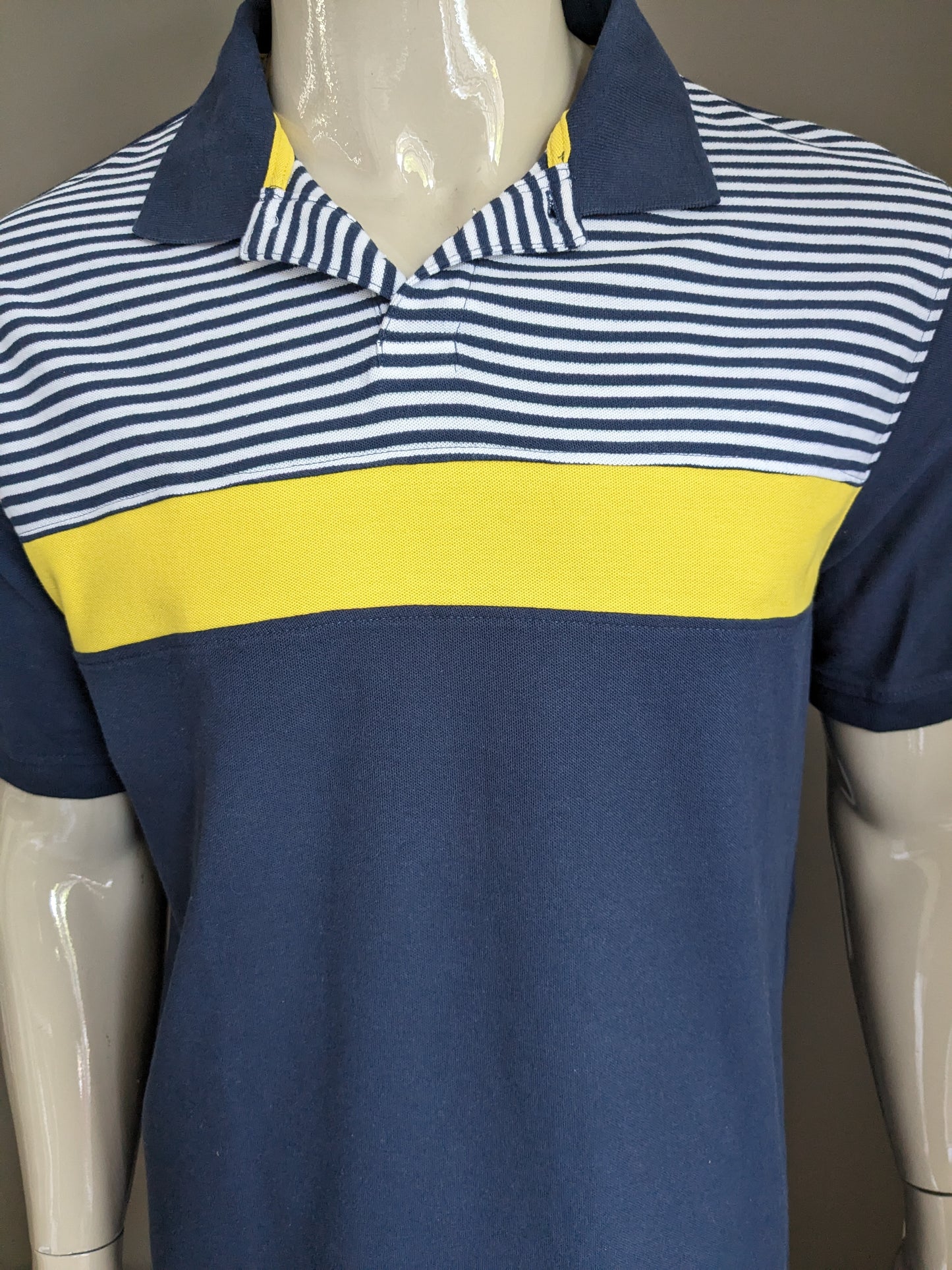 Straight Up Polo. Blue yellow white colored. Size 2XL / XXL.