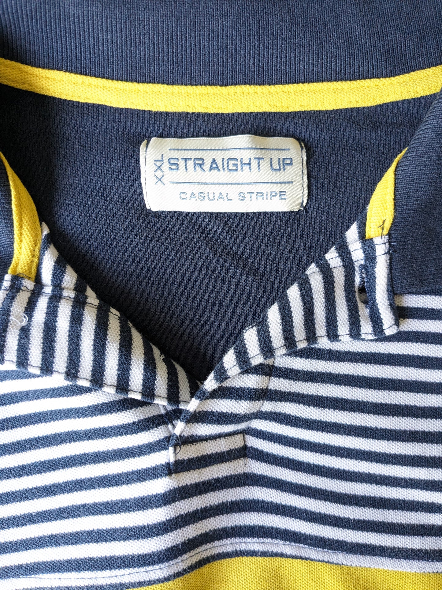 Straight Up Polo. Blue yellow white colored. Size 2XL / XXL.