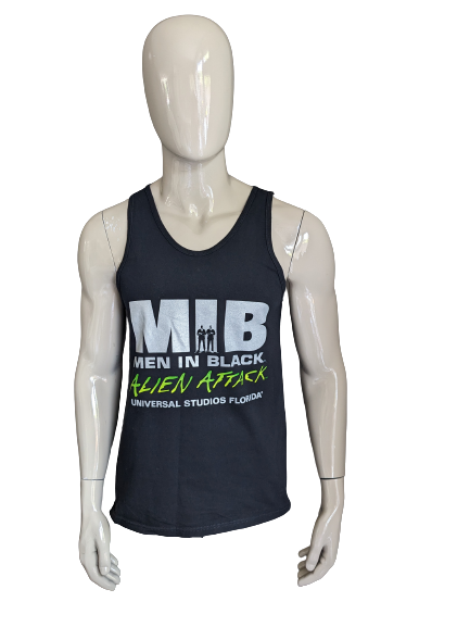 Original Vintage MIB / Men in Black / Universal Studios Singlet. Schwarz mit Aufdruck. Größe M.