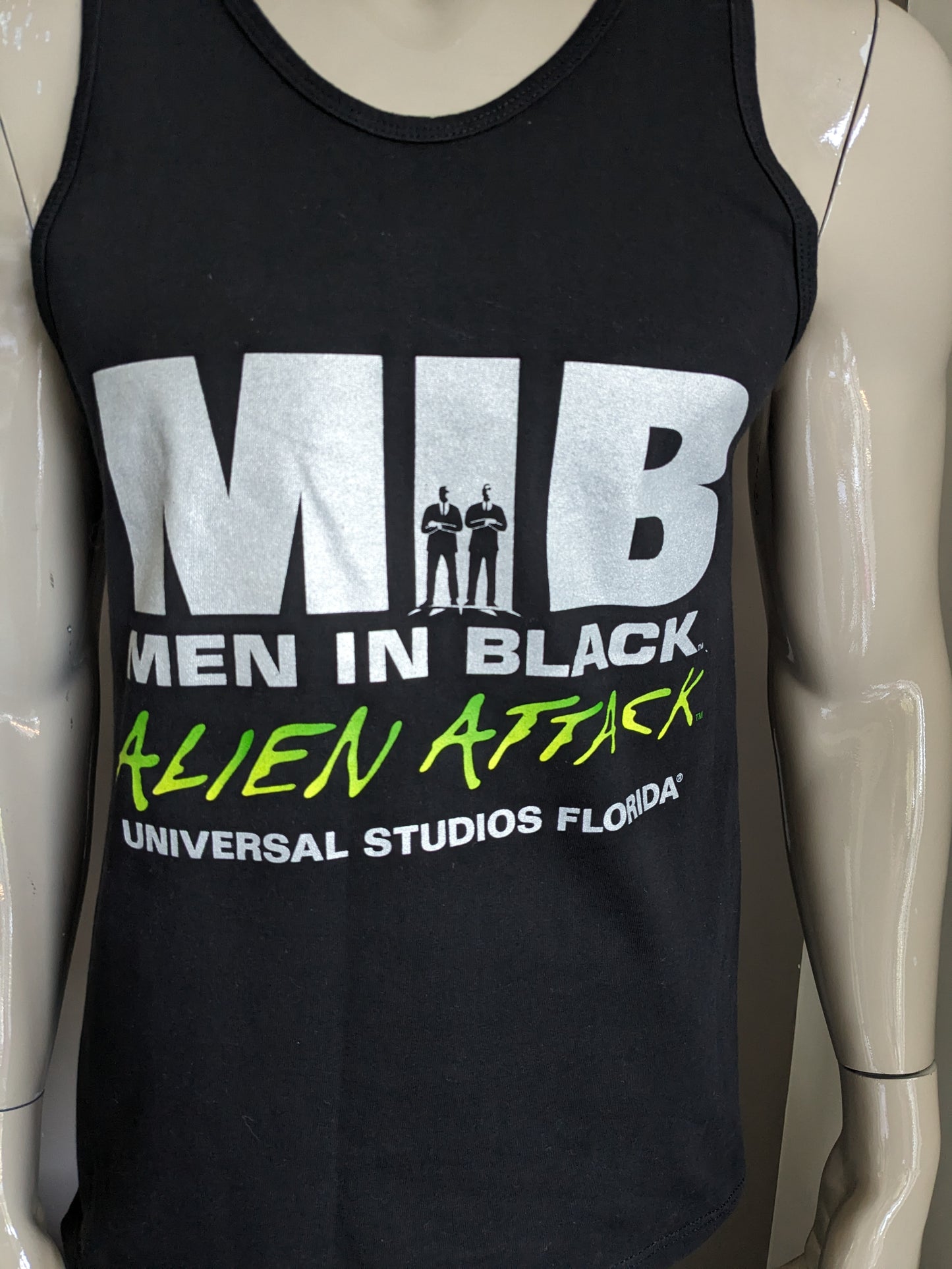 Original Vintage MIB / Men in Black / Universal Studios singlet. Zwart met opdruk. Maat M.