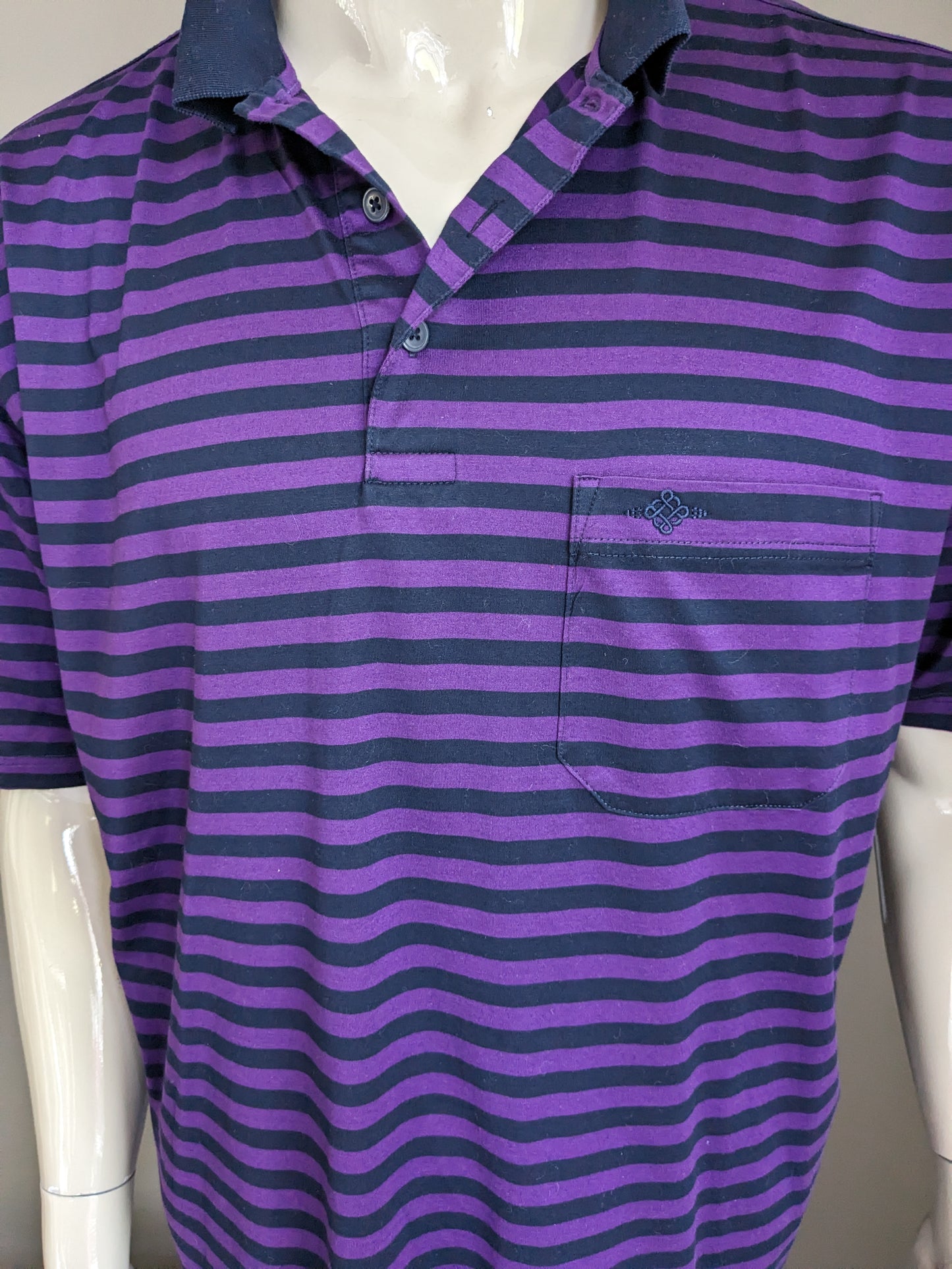 Baileys Polo. Purple black striped. Size 3XL / XXXL.