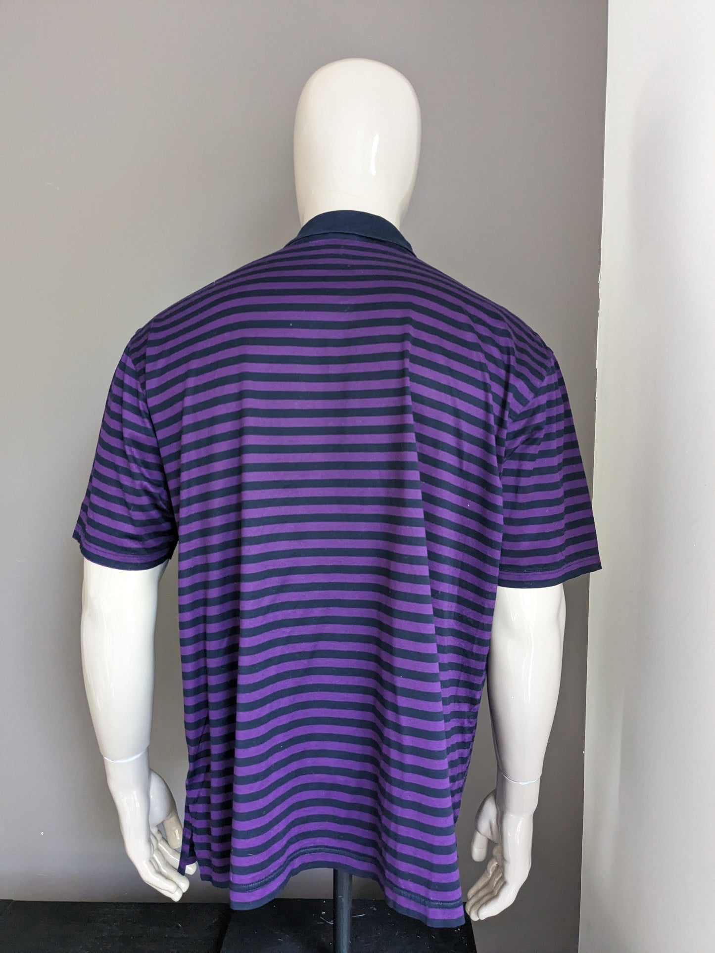 Baileys Polo. Purple black striped. Size 3XL / XXXL.