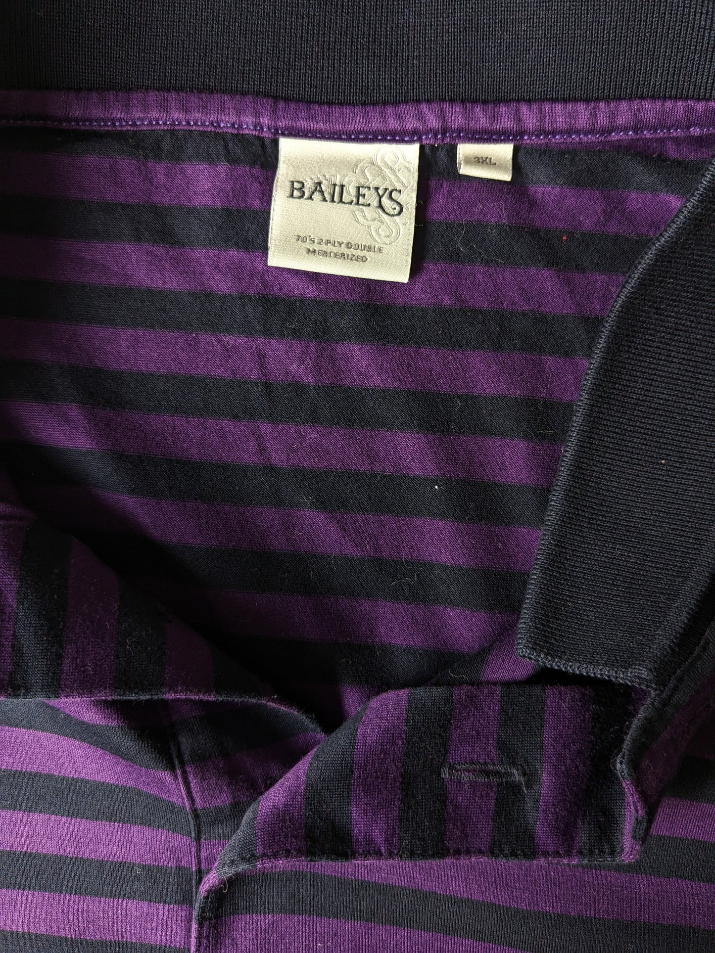 Baileys Polo. Black violet rayé. Taille 3xl / xxxl.