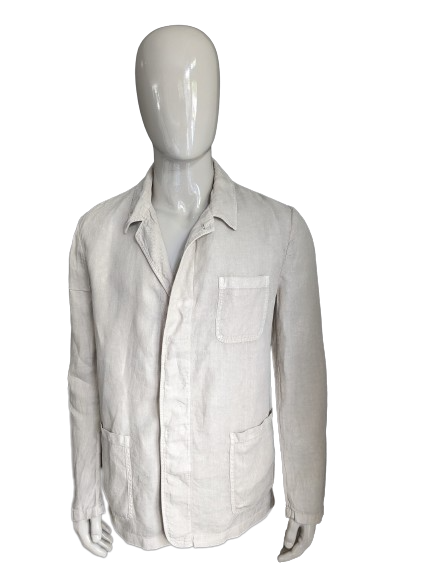 Massimo Dutti Linnen jas / jack. Beige gemêleerd. Maat XL.