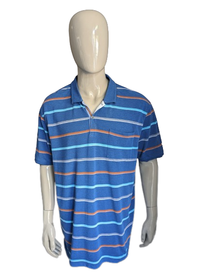 Polo Bartlett. Rayas azules y marrones. Talla 3XL/XXXL.
