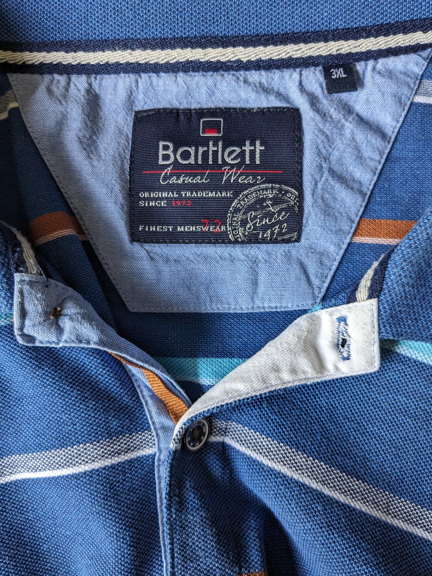 Bartlett Polo. Blue brown striped. Size 3XL / XXXL.