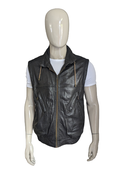 Vintage Prince Leder-Körperwärmer. Schwarz gefärbt. Größe 52 / L. mit 2 Innentaschen.