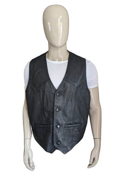 Leather waistcoat. Double -sided leather. Black colored. Size XL. #312