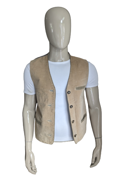 Pig Leather Waistcoat. Beige with separate buttons. Size S.